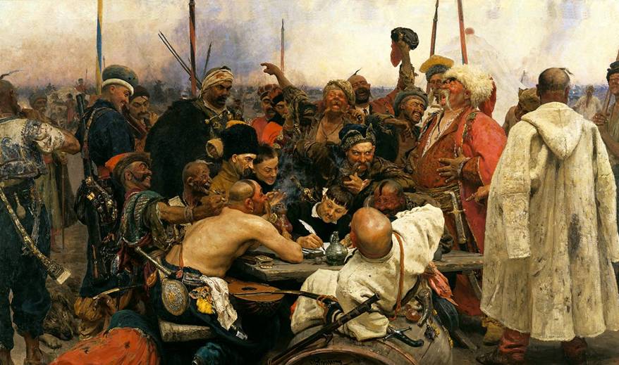 Письмо запорожцев турецкому султану , Репин Запорожцы